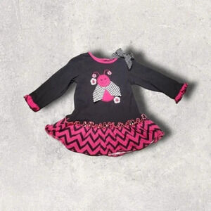 18m, GoodLad, Black and Pink Lady Bug Baby Play Dress